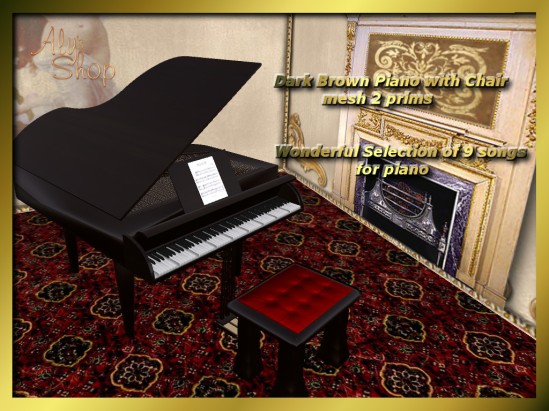 Dark Brown Piano 2 prims