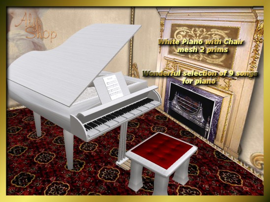 White Piano 2 prims