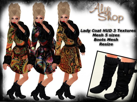 Lady Coat HUD 3 Textures + Boots